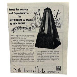 Seth Thomas Metronome Clocks Vintage Print Ad 1952 Piano Music Keep Time